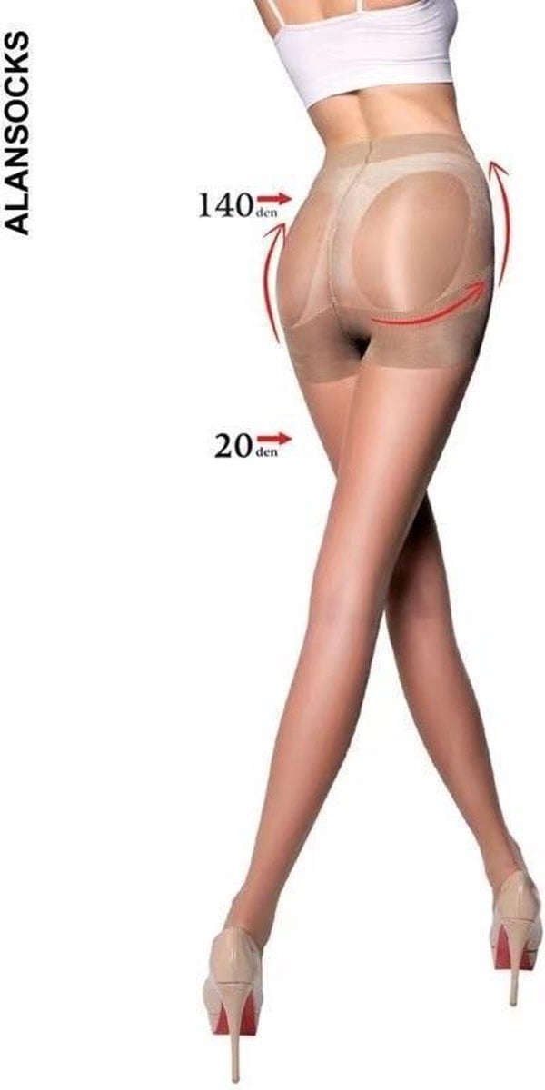 20 Denier Bottom up panty - Butt lifter Panty - Push up - Corrigerende Panty - Naturel - Beige - Maat L (9506317169979)