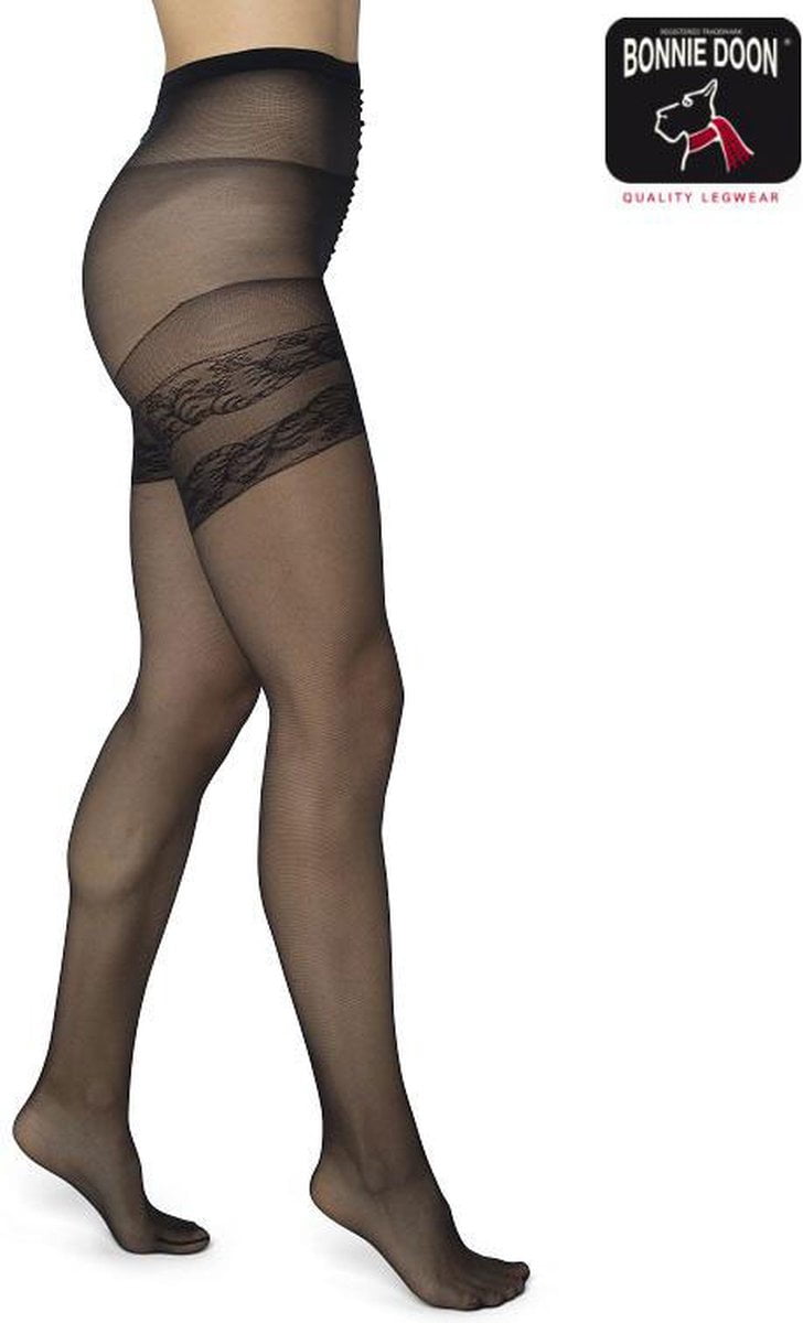 Bonnie Doon Curvy Line Dames Panty 20 Denier maat 48/50 3XL Zwart - Plus Size Panty - Lycra Xceptionelle - Maatje meer Panty - Zeer Chique en Comfortabel - Hoge Rekbaarheid - Grote maten - Extra Comfort - Black - BP051981.1 (8717394437665)