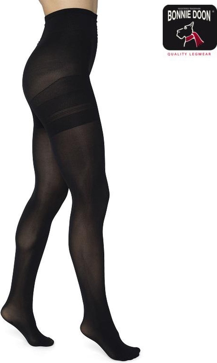 Bonnie Doon Curvy Line Dames Panty 40 Denier maat 44/46 XXL Zwart - Plus Size Panty - Lycra Xceptionelle - Maatje meer Panty - Zeer Chique en Comfortabel - Hoge Rekbaarheid - Grote maten - Extra Comfort - Black - BP051982 (8717394437771)