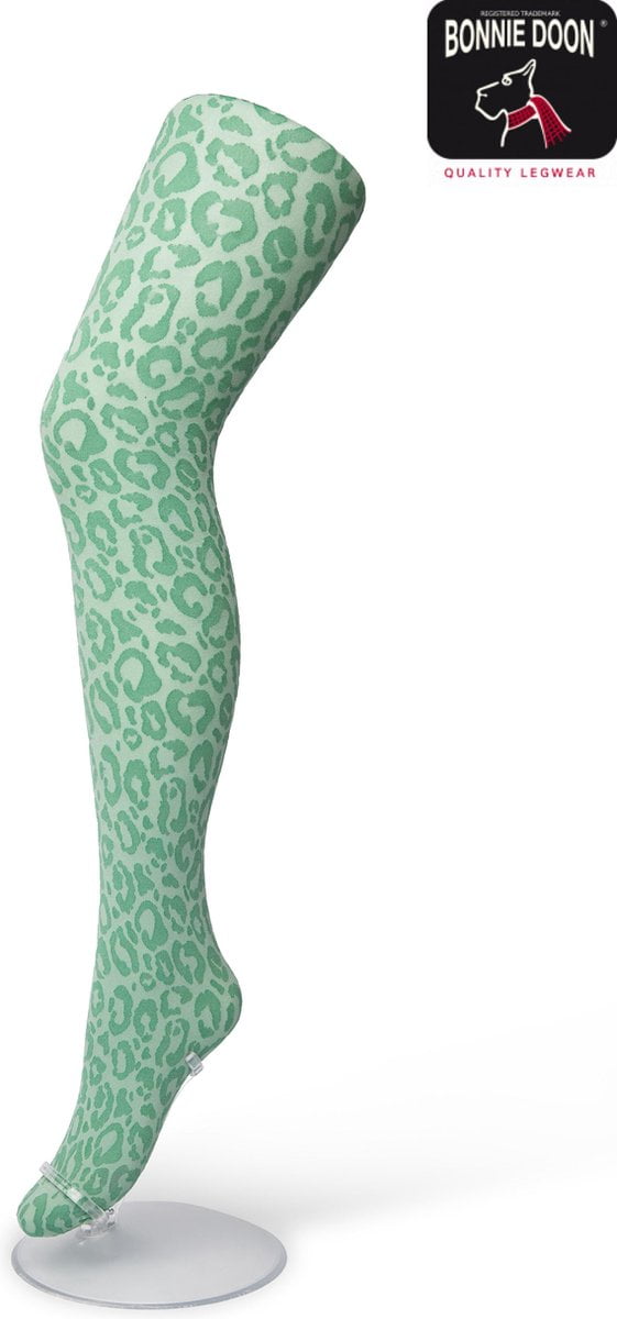 Bonnie Doon Dames Panterprint Panty 100 Denier Groen maat L/XL - Chique Panty - Leopard Dessin - Brede Boord - Comfort - Panter Print - Jaguar - Dieren Print - Jaguar Tights - Feestelijk - Malachite Green - BP211904.5 (8717394456079)