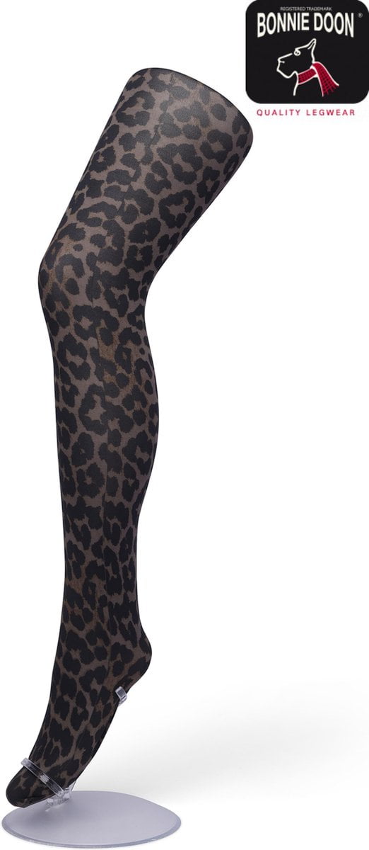 Bonnie Doon Dames Panterprint Panty 50 Denier Bruin maat L/XL - Chique Panty - Leopard Dessin - Brede Boord - Comfort - Panter Print - Jaguar - Dieren Print - Jaguar Tights - Feestelijk - Brown - BP211905.3 (8717394456130)