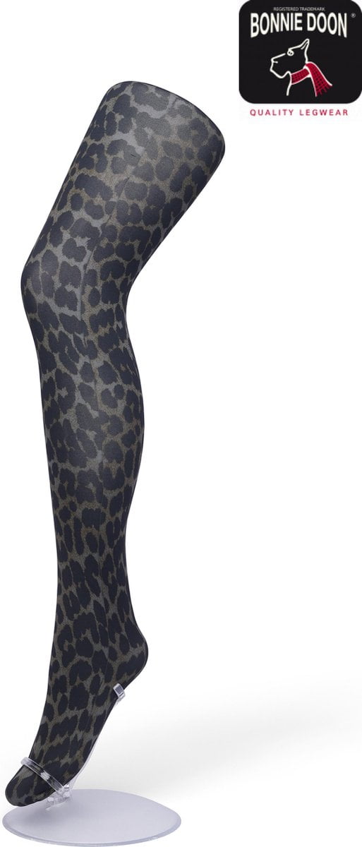 Bonnie Doon Dames Panterprint Panty 50 Denier Grijs maat S/M - Chique Panty - Leopard Dessin - Brede Boord - Comfort - Panter Print - Jaguar - Dieren Print - Jaguar Tights - Feestelijk - Alloy - BP211905 (8717394456109)