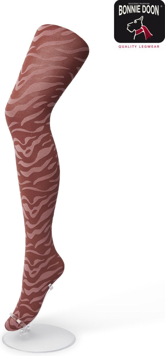 Bonnie Doon Dames Panty met Zebra Print 100 Denier maat L/XL Oud Roze - Uitstekend Draagcomfort - Zebraprint - Dierenprint - Gladde Naden - Perfecte Pasvorm - Mesa Rose - BP211902.9 (8717394461035)