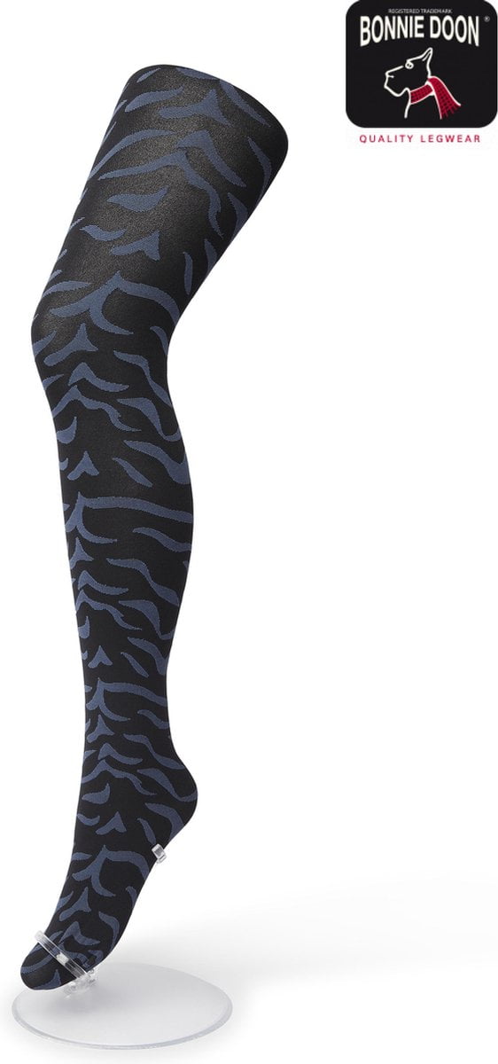 Bonnie Doon Dames Panty met Zebra Print 100 Denier maat L/XL Zwart - Uitstekend Draagcomfort - Zebraprint - Dierenprint - Gladde Naden - Perfecte Pasvorm - Black - BP211902.3 (8717394455898)