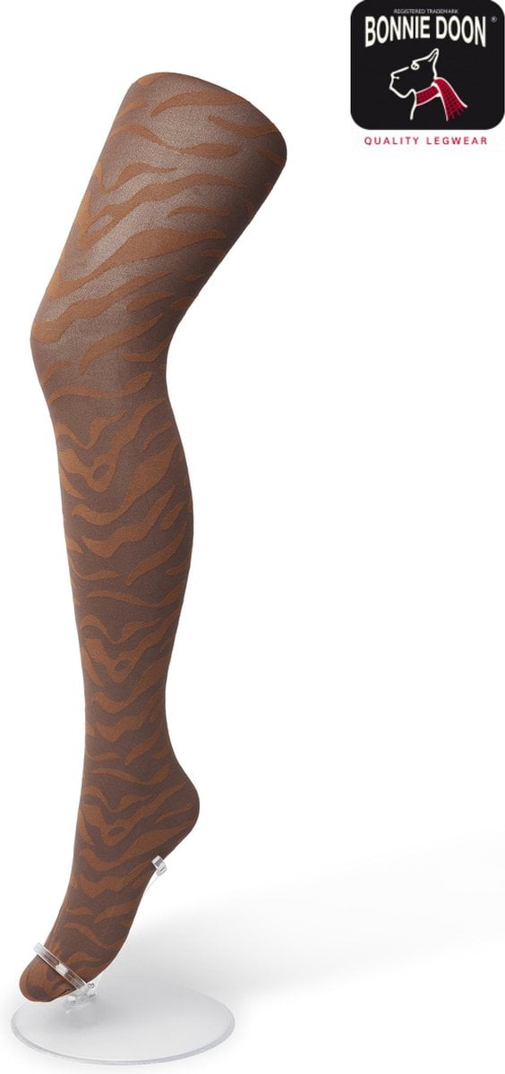 Bonnie Doon Dames Panty met Zebra Print 100 Denier maat S/M Bruin - Uitstekend Draagcomfort - Zebraprint - Dierenprint - Gladde Naden - Perfecte Pasvorm - Sudan Brown - BP211902.6 (8717394455928)