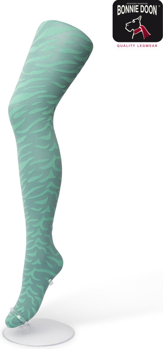 Bonnie Doon Dames Panty met Zebra Print 100 Denier maat S/M Groen - Uitstekend Draagcomfort - Zebraprint - Dierenprint - Gladde Naden - Perfecte Pasvorm - Malachite Green - BP211902.4 (8717394455904)