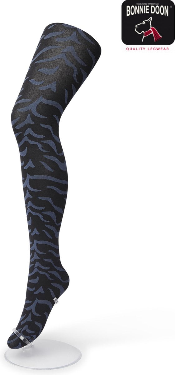 Bonnie Doon Dames Panty met Zebra Print 100 Denier maat S/M Zwart - Uitstekend Draagcomfort - Zebraprint - Dierenprint - Gladde Naden - Perfecte Pasvorm - Black - BP211902.2 (8717394455881)