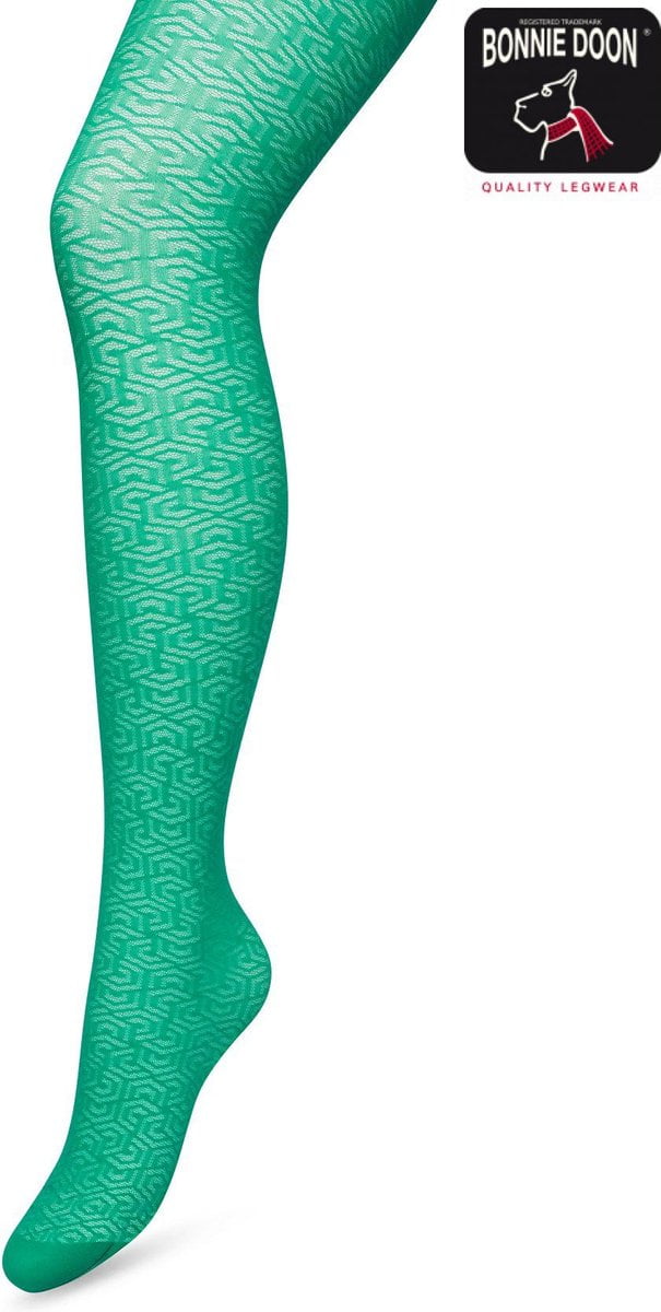 Bonnie Doon Grafische Panty 40 Denier Fel Groen Dames maat L/XL - Grafisch - Print - Gladde Naden - Maximaal Draagcomfort - Chique Panty - Feestelijk - Eclectic Tights - Jellybean - BP221911.5 (8717394469161)