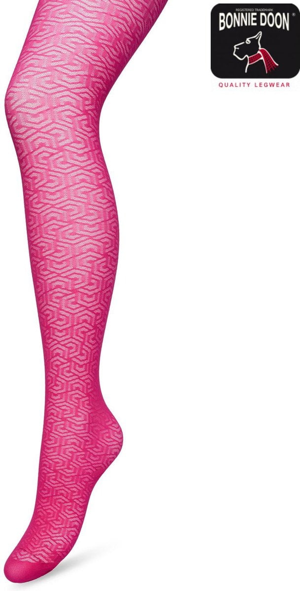 Bonnie Doon Grafische Panty 40 Denier Fel Roze Dames maat L/XL - Grafisch - Print - Gladde Naden - Maximaal Draagcomfort - Chique Panty - Feestelijk - Eclectic Tights - Rose Violet - BP221911.7 (8717394469185)