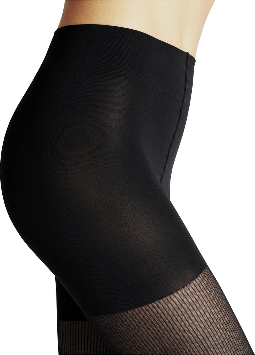 FALKE Rib Shaping mat geribd half ondoorzichtig 50 Denier corrigerende panty maillot dames zwart - Maat M-L (4031309441566)