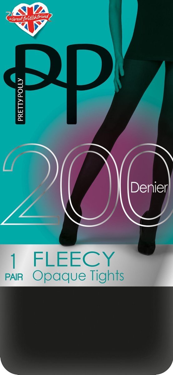 Pretty Polly 200 Denier fleecy opaque thermo-panty M/L Zwart (5053014473112)