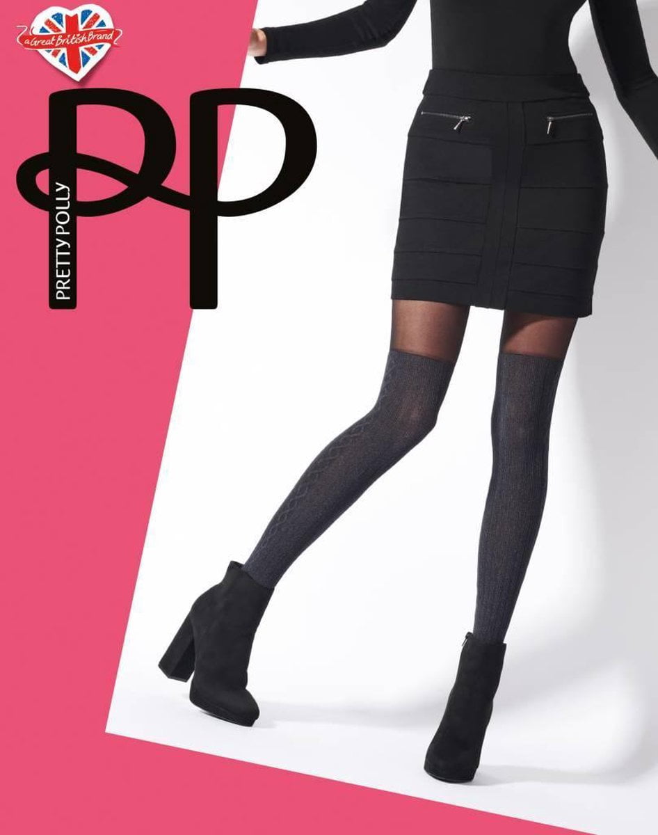 Pretty Polly Marl OTK Cable Sock panty - zwart - one size (5053014606404)