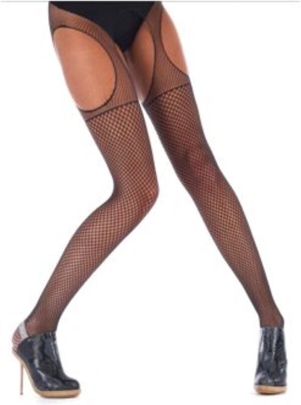 House of Holland Zwarte Fishnet Suspender Panty - one size - AQJ6 - one size - Pretty Polly (5053014007553)