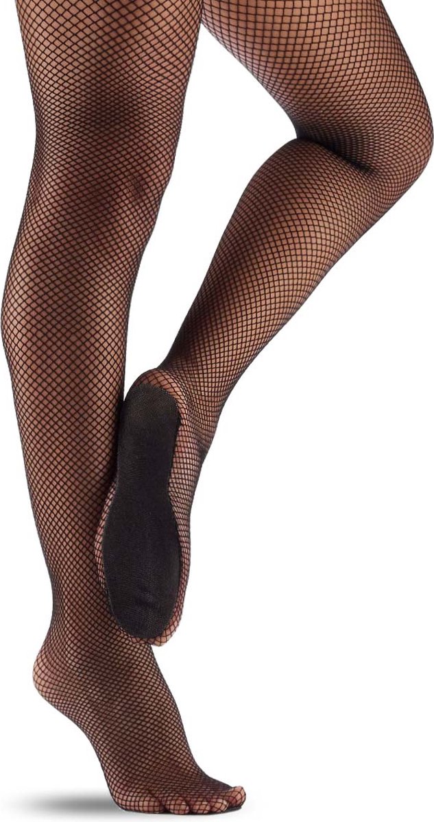 Netpanty zwart | Professionele fishnet panty | Voor dans en show | ZWART | Maat L/XL (8438475144639)