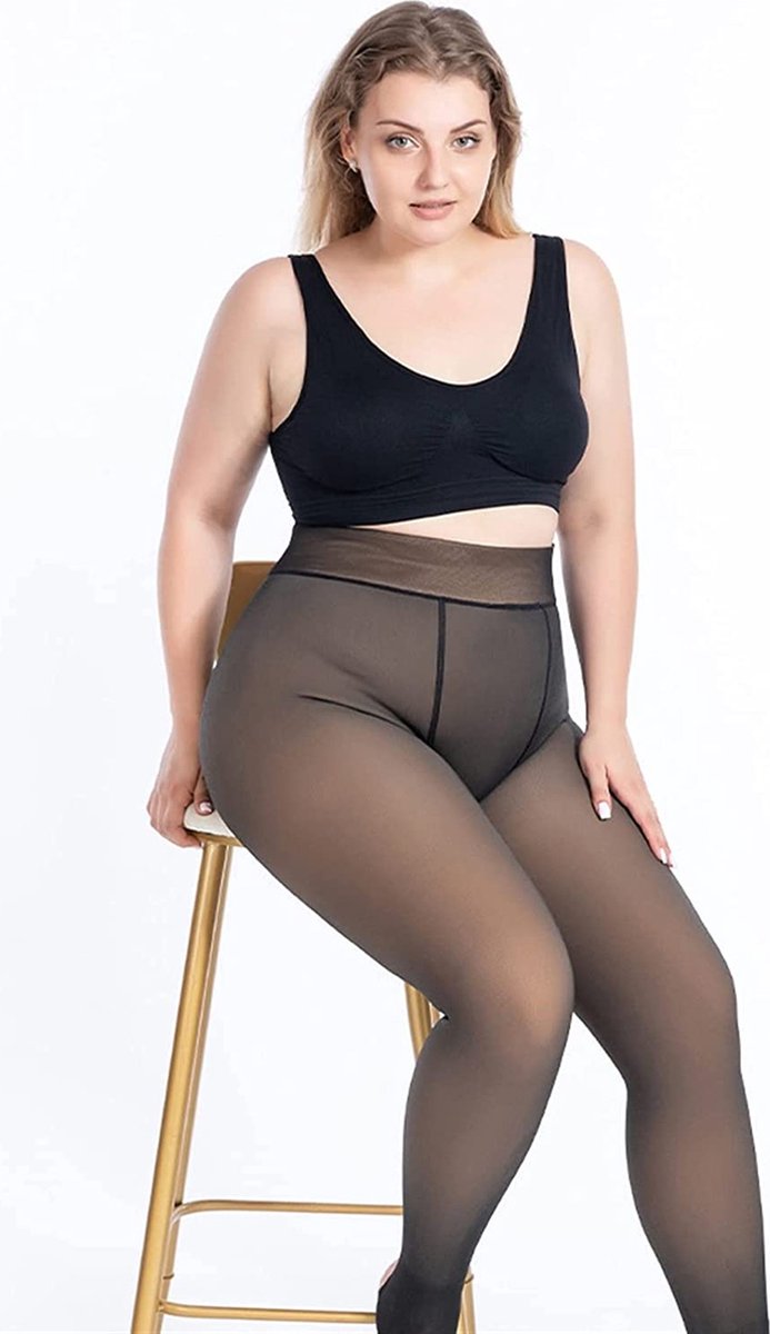 Fleece Panty Plus Size Maat M/L/XL Winterpanty - Transparant Zwarte panty - Huidskleur - Bekend van Tiktok (8785280852816)