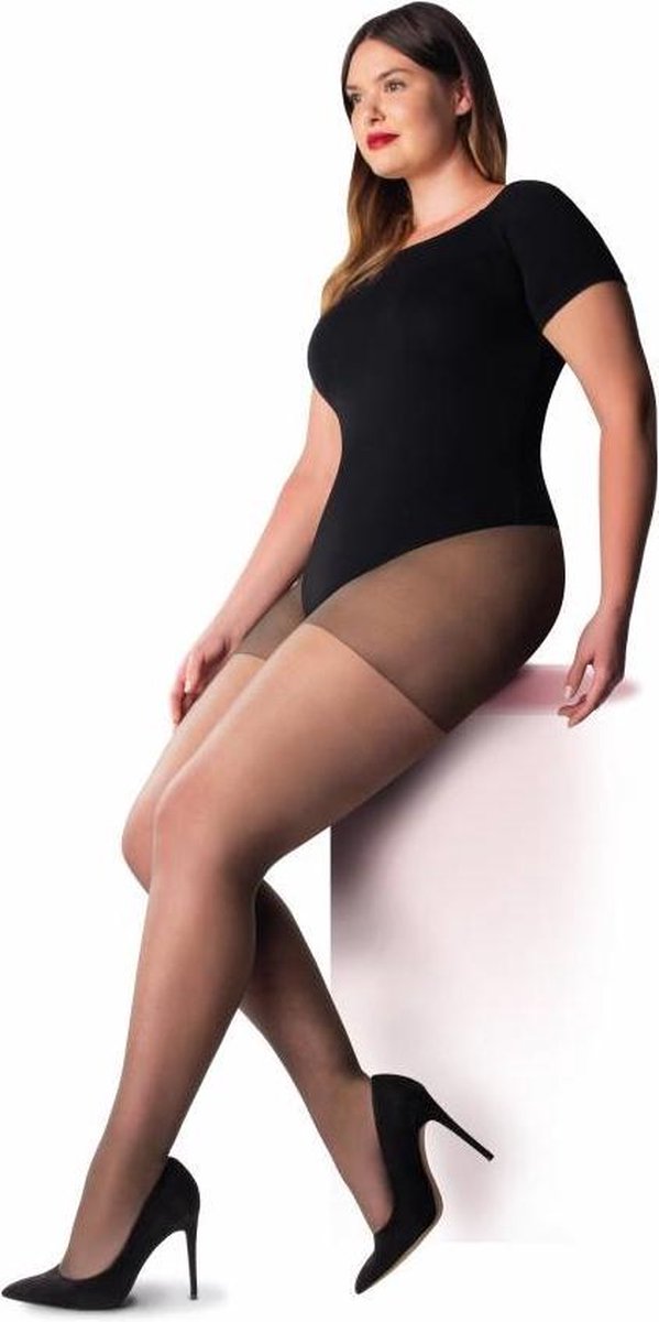 Pretty Polly Curves voor een maatje meer, 15D. Ladder Resist Panty 3 pair Maat 1XL - 48 - 54 - Barely Black (5053014007331)