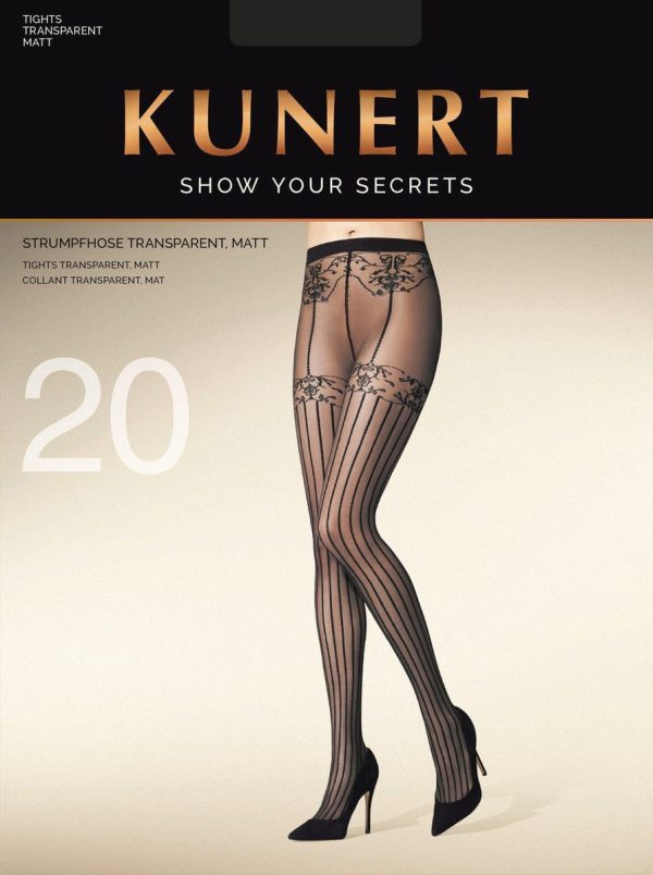 Kunert Imperial Lace panty met jarretel print Maat 40-42 Kleur Zwart (4005074838227)