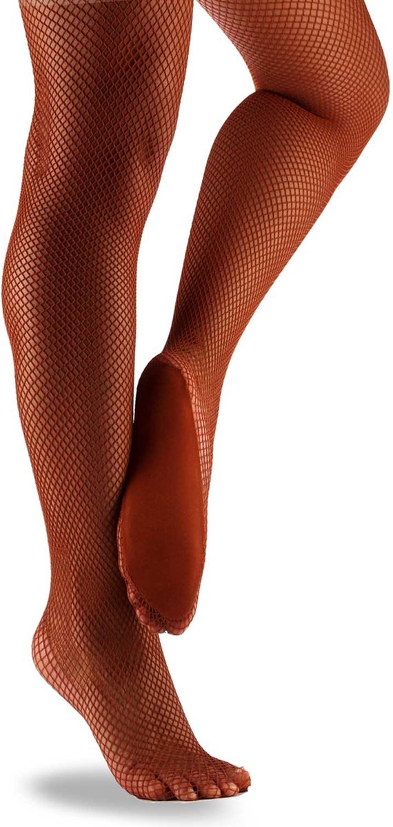 Dancer Dancewear® Fishnet panty Bruin L/XL | Professionele Netpanty | Geschikt voor dans en show (8720849132046)