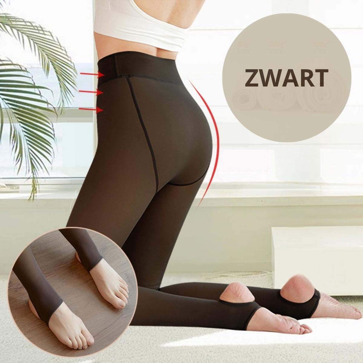 Merchannice Fleece panty / legging - Thermo - Gevoerd - Zwart - Doorschijnend effect - L / XL - Zonder Voet (8720256513544)