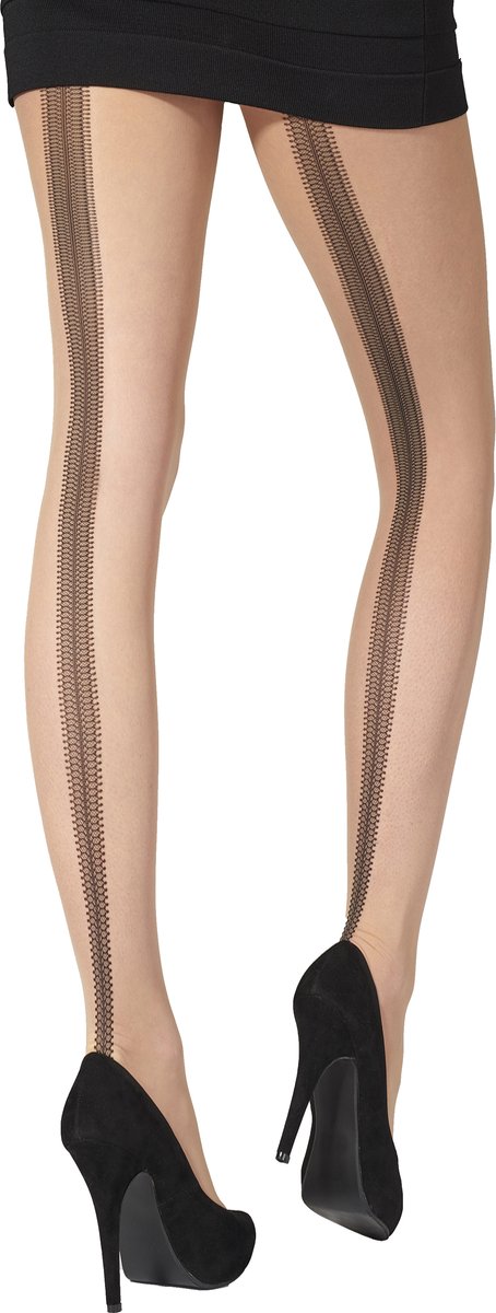 Pretty Polly Panty - Fashion - Naad - Backseam - Design - One Size -36/42 - Nude/Zwart (5053014507596)