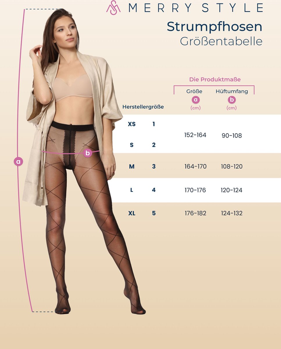 Merry Style MS-GB-389 Dames Panty - 60 DEN-Overknee-Look - Polyamide - Cappuccino - L (4055191809884)