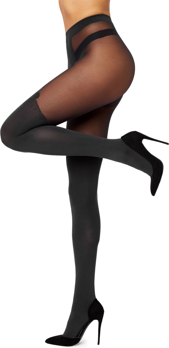 Merry Style MS-GB-389 Dames Panty - 60 DEN-Overknee-Look - Polyamide - Zwart - L (4055191454152)