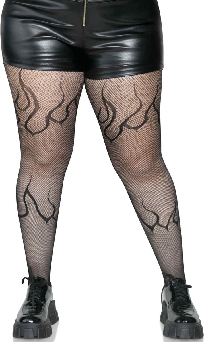 Leg Avenue - Flame Net Panty - Zwart (0714718560625)