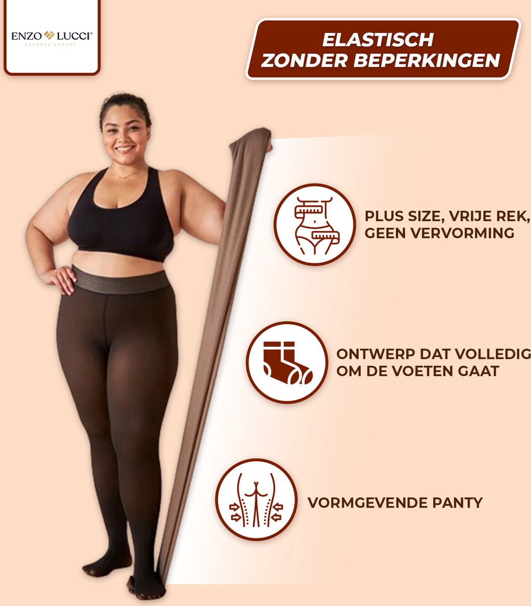 Enzo Lucci Fleece Panty voor Dames - Thermo Legging Panty's - Plus Size Maillot - Gevoerde panty - Maat M/L (8721082029018)