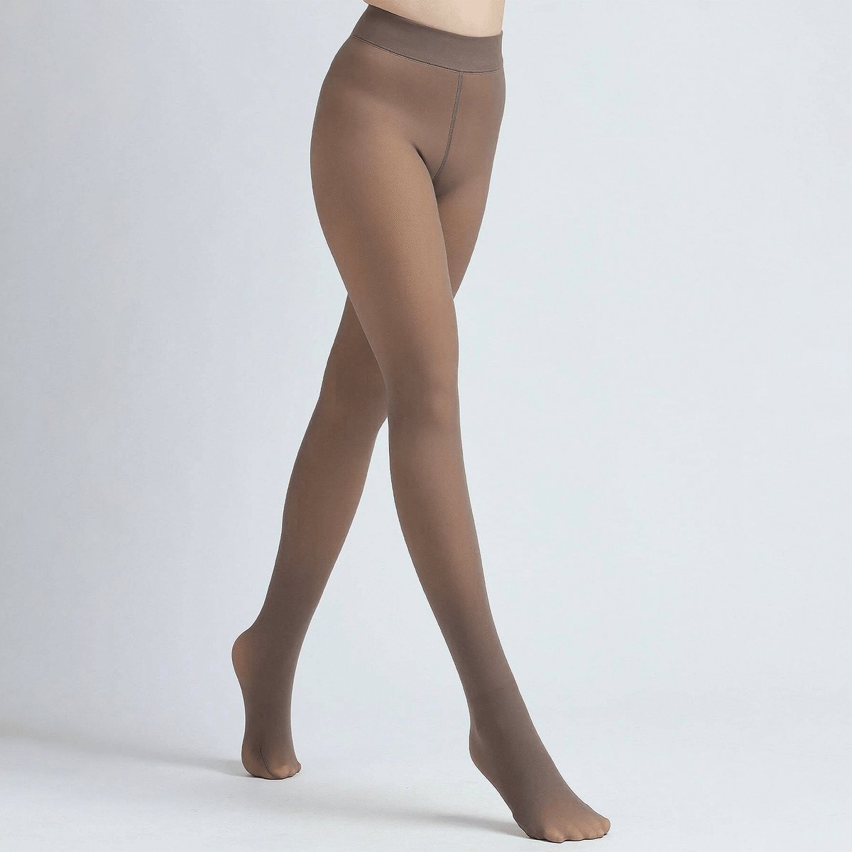 Fleece panty - Warme panty XL/XXL - Taupe - Gevoerde thermo panty met fleece - 200g (7428476680381)