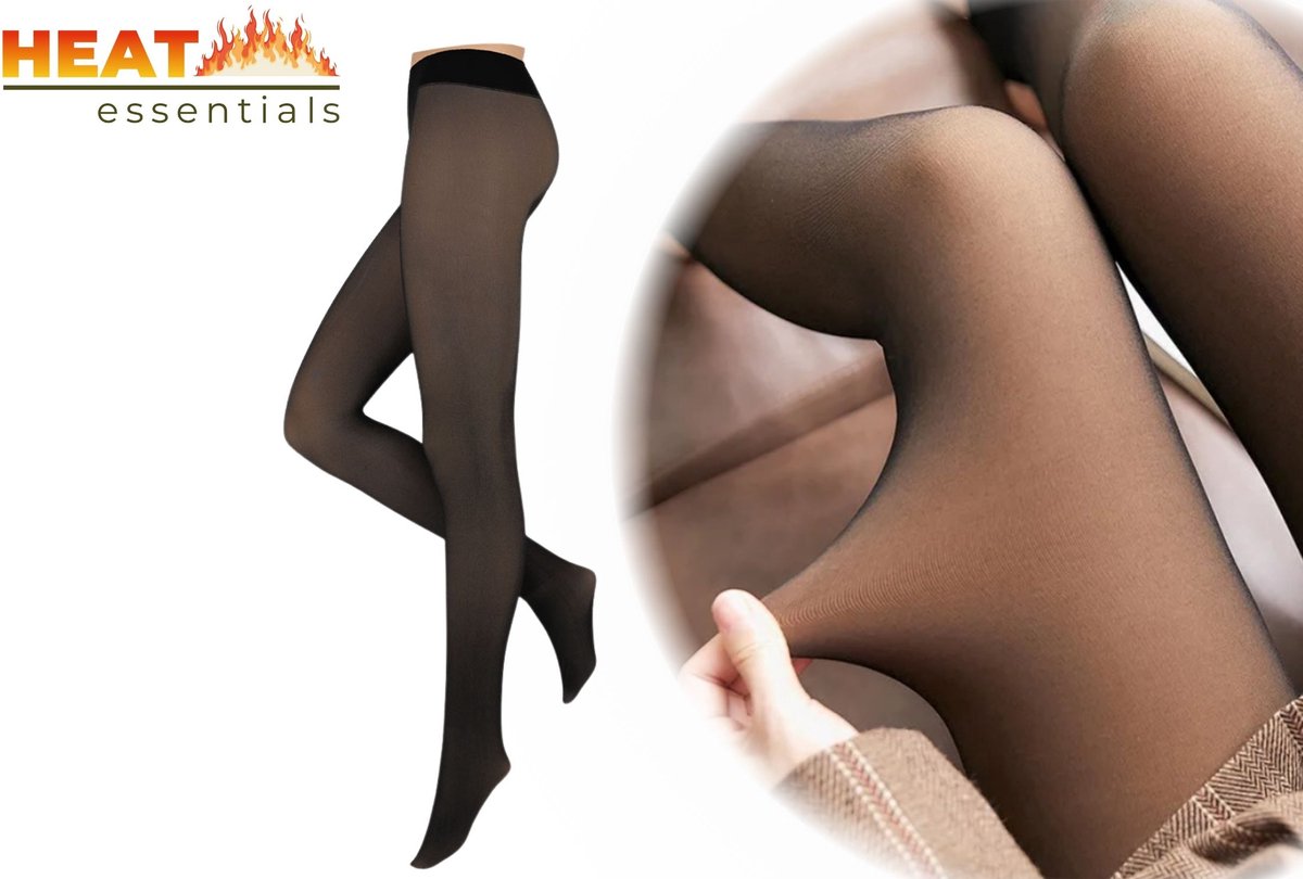 Heat Essentials Fleece Panty - Zwart Nude - Maat L/XL - Thermo Panty Huidskleur - Anti ladder - Fleece Legging Dames (8721055485490)