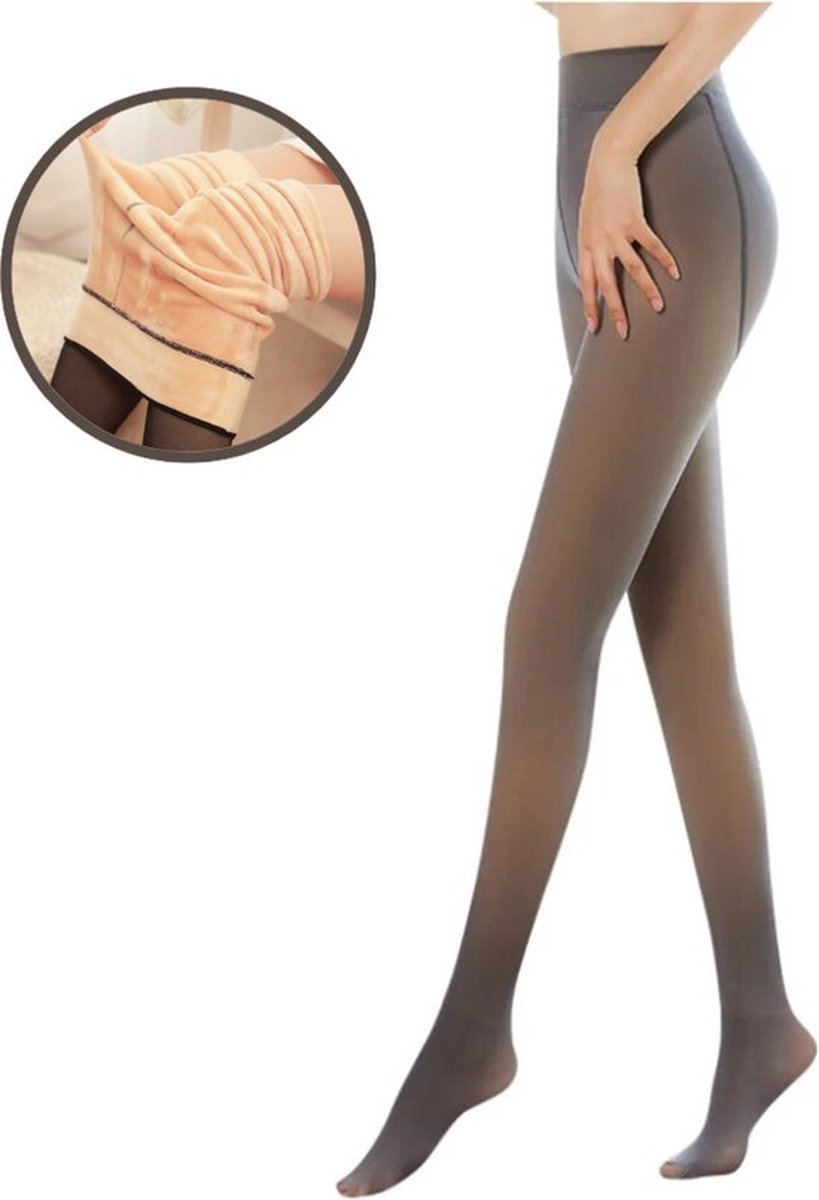 MEDYNA FleeceTec - Fleece Panty - Bruin Nude - XXL - Thermo Panty - Fleece Panty Doorschijnend - Fleece Legging - Gevoerde Panty - Warme Panty (8721055485940)