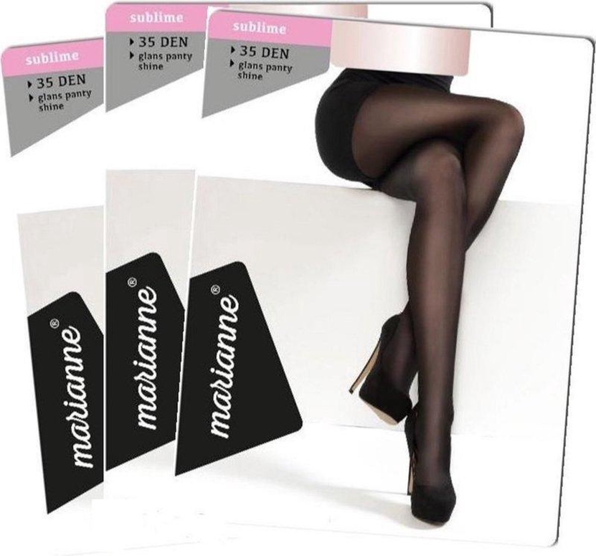 Marianne Panty | 3 Pack | 35 Denier Zwart XXXXL (7448140517553)