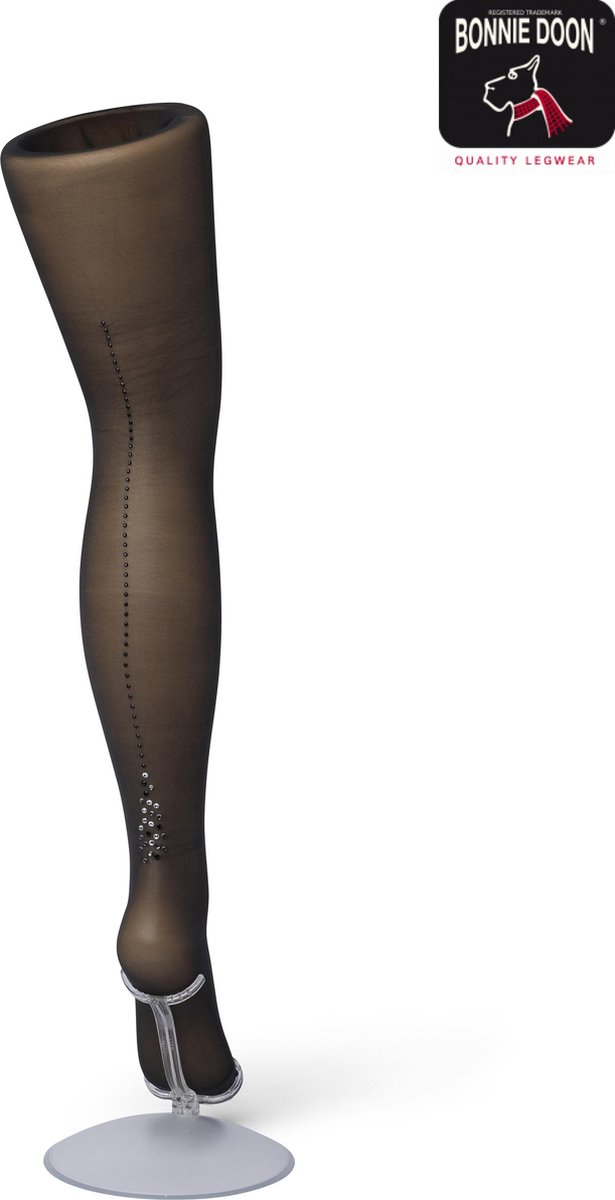Bonnie Doon Dames Panty 30 Denier met Strass Steentjes Zwart maat S/M - Chique Panty - Glimmende Steentjes - Brede Boord - Comfort - Strass Detail Tights - Feestelijk - Black - BP201902.101 (8717394441112)