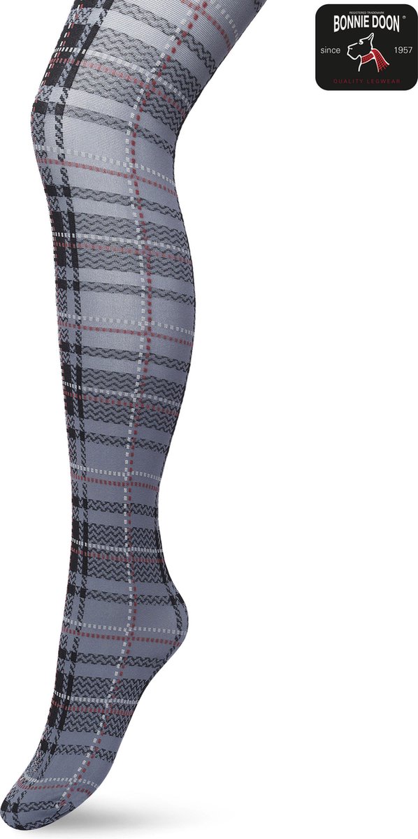 Bonnie Doon Dames Panty met Ruiten 40 Denier Grijs maat S/M - Ruit Motief - Ruitjes Print - Uitstekende pasvorm - Gladde Naden - London Checks Tights - Heerlijk Comfortabel - Castlerock - BP211910.169 (8717394456512)