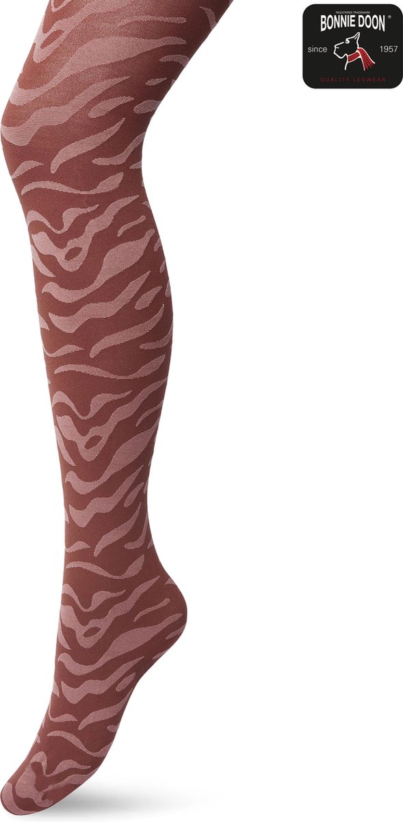 Bonnie Doon Dames Panty met Zebra Print 100 Denier maat L/XL Oud Roze - Uitstekend Draagcomfort - Zebraprint - Dierenprint - Gladde Naden - Perfecte Pasvorm - Mesa Rose - BP211902.280 (8717394461035)