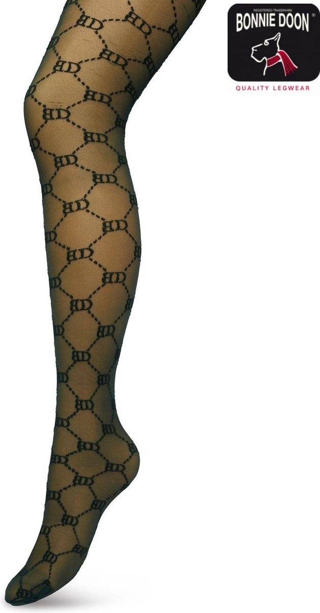 Bonnie Doon Geruite Panty 60 Denier Donker Groen Dames maat L/XL- BD logo - Ruitjes Patroon - Bonnie Doon Print - Gladde Naden - Maximaal Draagcomfort - Bonnie Doon Tights - Chique Panty - Feestelijk - Donkergroen - Trekking Green - BP221901.380 (8717394472796)
