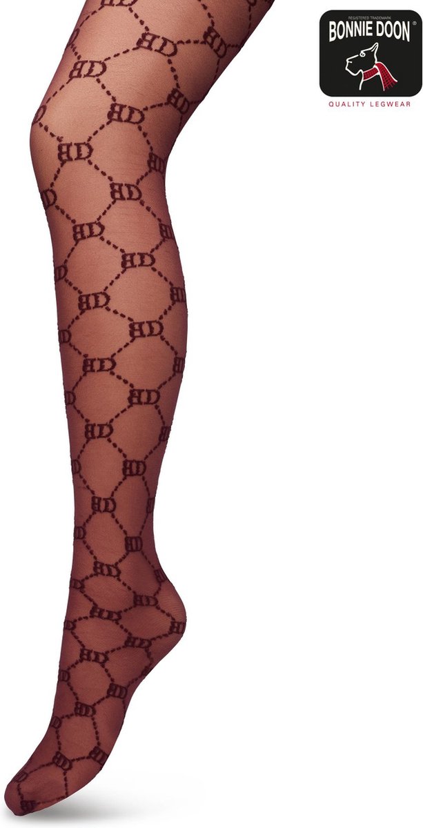 Bonnie Doon Geruite Panty 60 Denier Donker Roze Dames maat L/XL - BD logo - Ruitjes Patroon - Bonnie Doon Print - Gladde Naden - Maximaal Draagcomfort - Bonnie Doon Tights - Chique Panty - Feestelijk - Donkerroze - Crushed Violets - BP221901.192 (8717394472819)