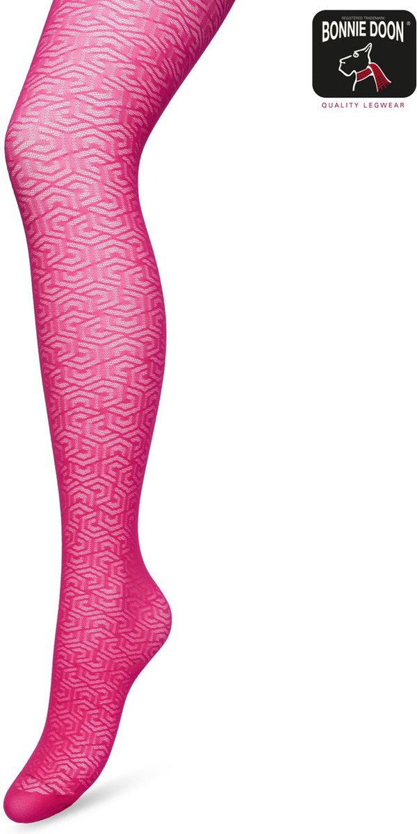 Bonnie Doon Grafische Panty 40 Denier Fel Roze Dames maat S/M - Grafisch - Print - Gladde Naden - Maximaal Draagcomfort - Chique Panty - Feestelijk - Eclectic Tights - Rose Violet - BP221911.339 (8717394469178)