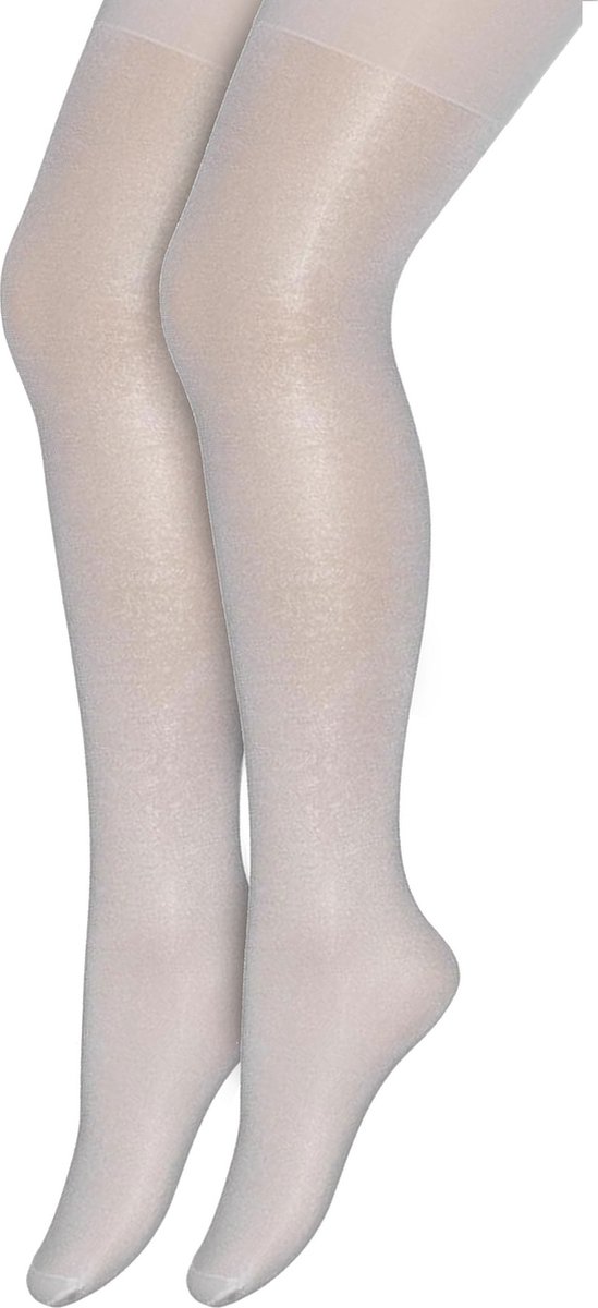Bonnie Doon Kinder Panty 2 paar Wit 20 Denier maat 116/122 - Meisjes - Glans Panty Kinderen 20 den - Tiener Panty Doorschijnend - Bruiloft - Feest - Communie - 2-pack - Kids - Glimmend - Stevig Broekje - White - OL1639852.103 (8717394485710)