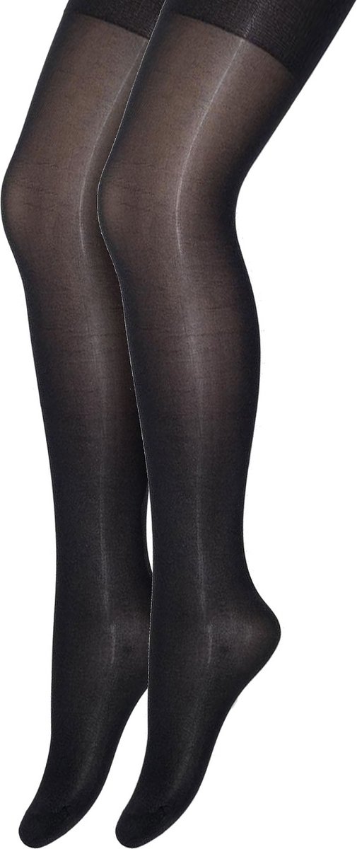Bonnie Doon Kinder Panty 2 paar Zwart 20 Denier maat 176/182 - Meisjes Panty - Glans Panty Kinderen 20 den - Tiener Panty - Bruiloft - Feest - Communie - 2-pack - Kids Tights Doorschijnend - Glimmend - Shiny - Stevig Broekje - Black - OL1639852.101 (8717394485529)