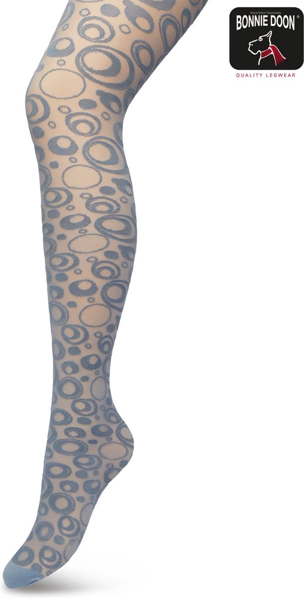 Bonnie Doon Panty 50 Denier Grijs/Blauw Dames maat S/M - Rondjes en stipjes - Print - Cirkels - Dot Panty - Gladde Naden - Maximaal Draagcomfort - Circkles and Dots Tights - Chique Panty - Feestelijk - China Blue - BP221904.179 (8717394472062)