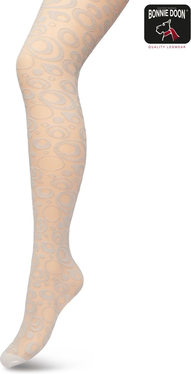 Bonnie Doon Panty 50 Denier Licht Grijs Dames maat S/M - Rondjes en stipjes - Print - Cirkels - Dot Panty - Gladde Naden - Maximaal Draagcomfort - Circkles and Dots Tights - Chique Panty - Feestelijk - Lichtgrijs - Grey - BP221904.235 (8717394472000)