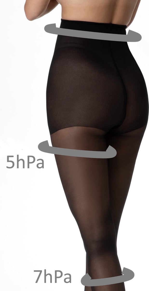 Compressie Panty Stewardess - 20 Denier - Zwart - Maat: L - Model: Fly Tights - Merk: Amour (5907244562019)