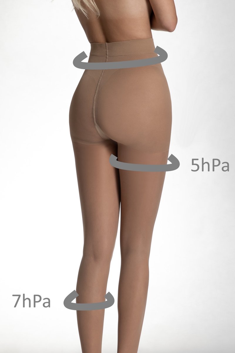 Compressie Panty Stewardess - 50 Denier - Beige - Maat: S - Model: Fly Tights - Merk: Amour (5907244562088)