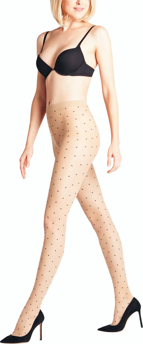 FALKE Dot Bicolor 15 DEN dames panty - powder - Maat: M (4031309178165)