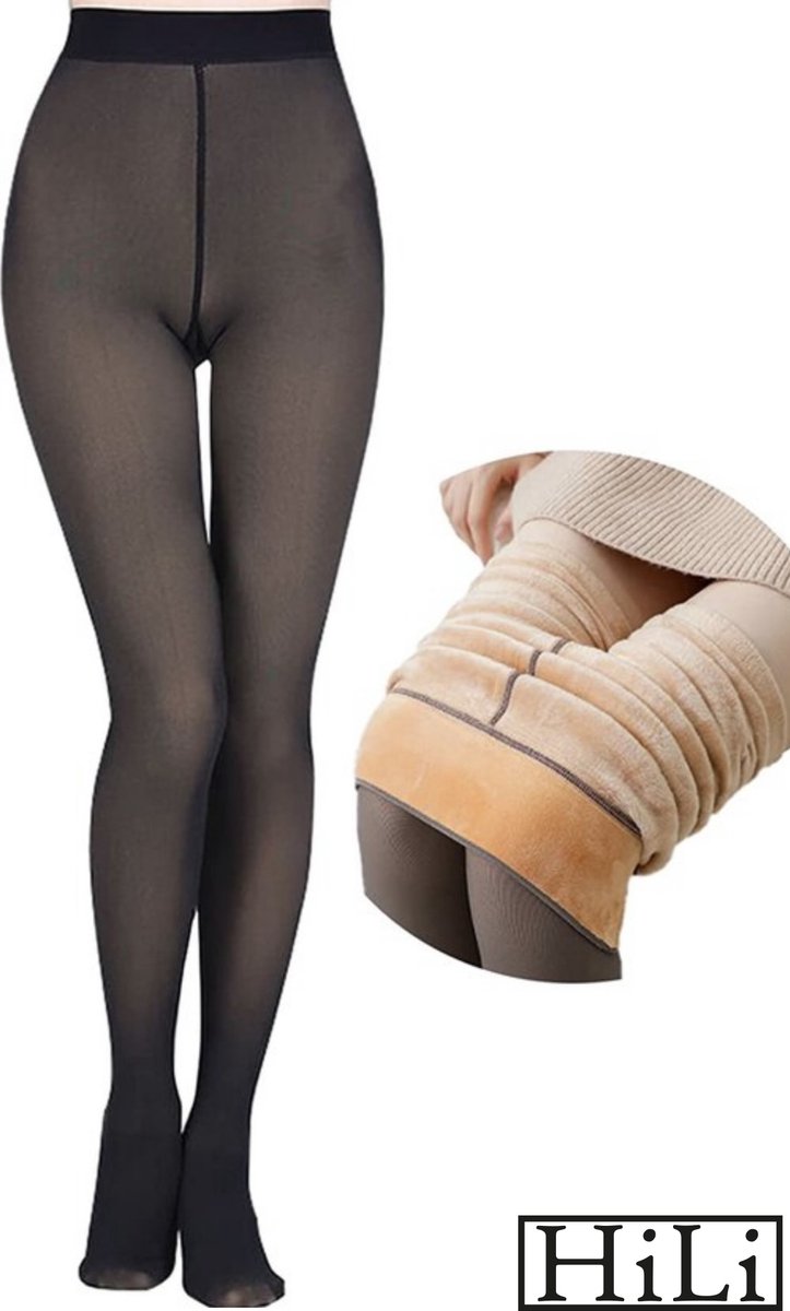 HiLi - Warme panty - Fleece panty - Winter panty - Thermo panty - Fleece legging - TikTok Panty - Warme panty - Zwart (6095444753722)