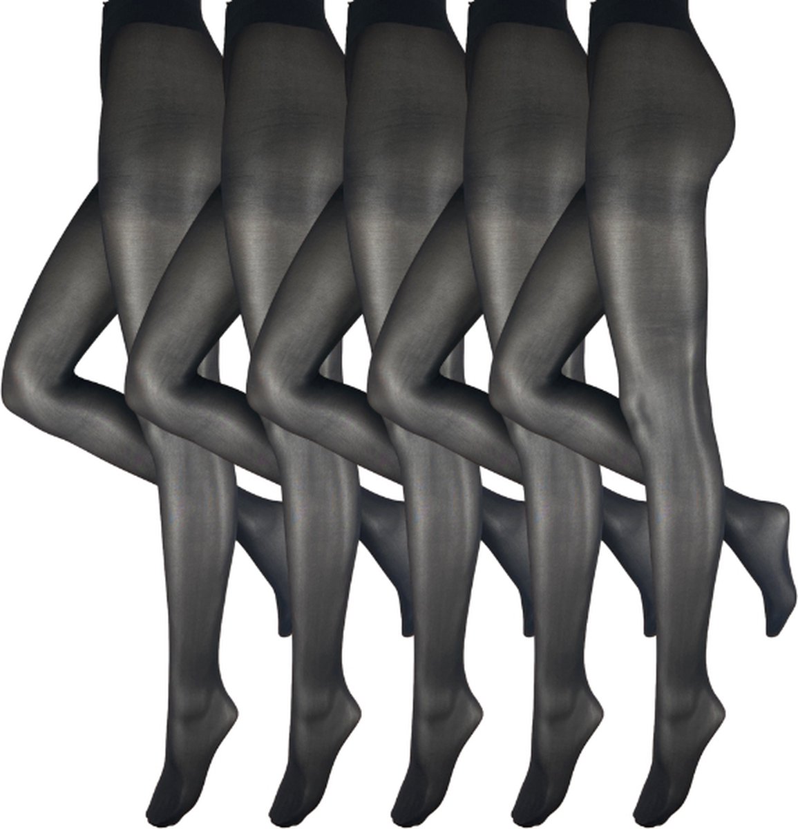 Panty - 5 stuks - Klassiek - 20 den - Zwart - Maat L (6094018453471)