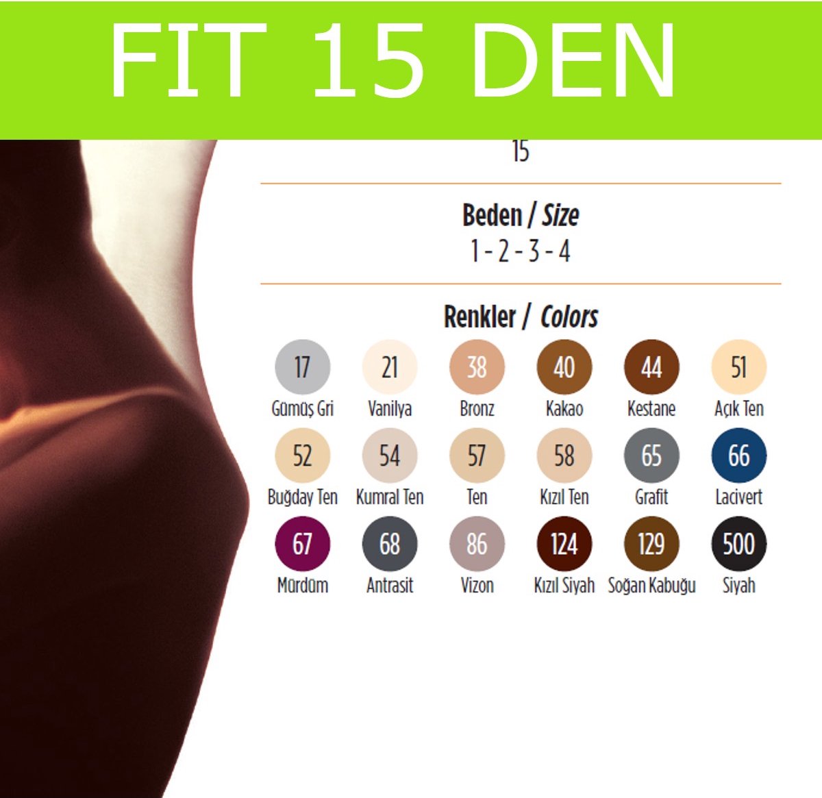 Penti Fit 15 Denier Dames Panty - NIEUWE-HUID - Maat M (8682053857521)