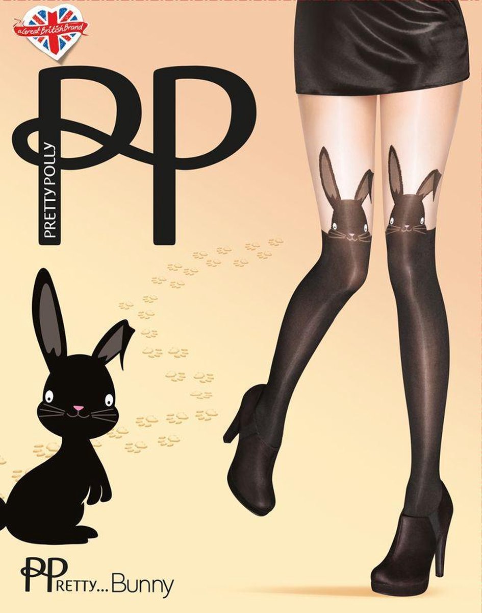 Pretty Polly Panty - Fashion - Konijn - Bunny Suspender - One Size - 34/42 - Zwart/Nude (5053014233891)