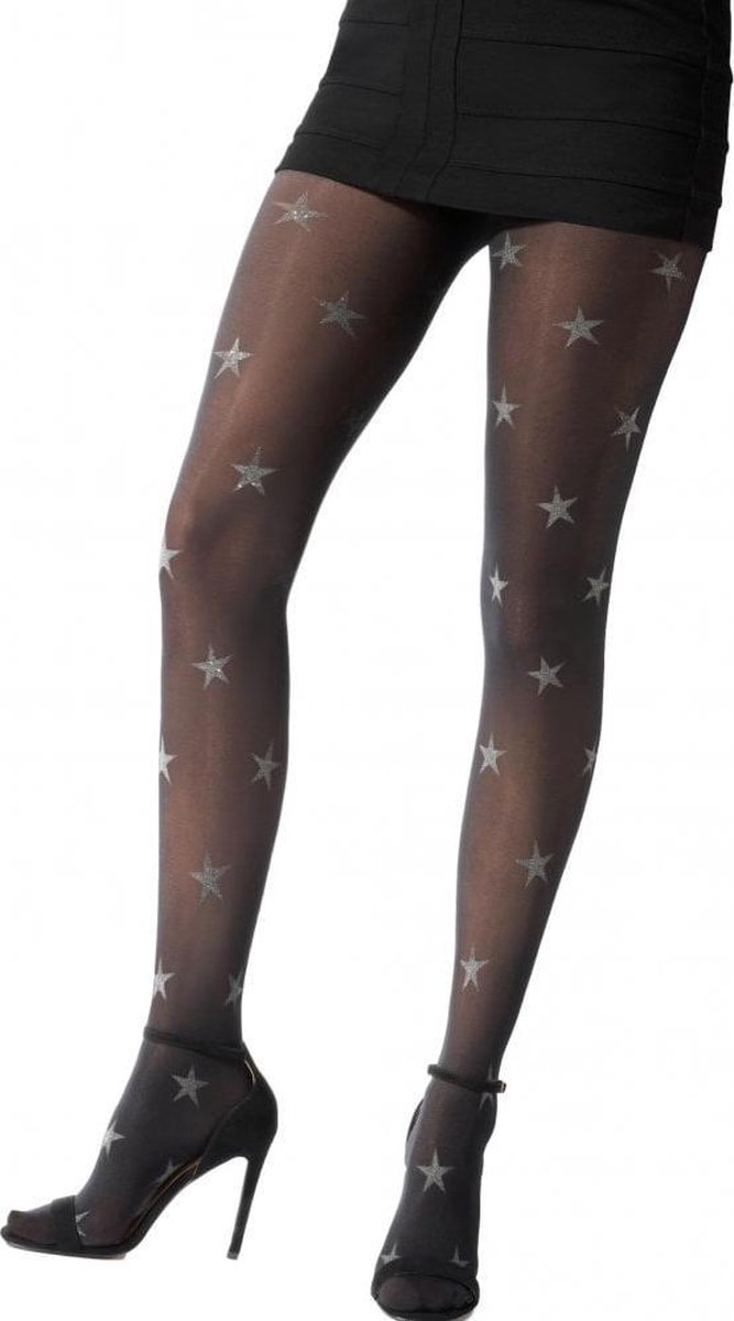 Pretty Polly Panty - Fashion - Opaque 40 denier - Star - Print - One Size - 36/42 - Black/Silver (5053014726096)